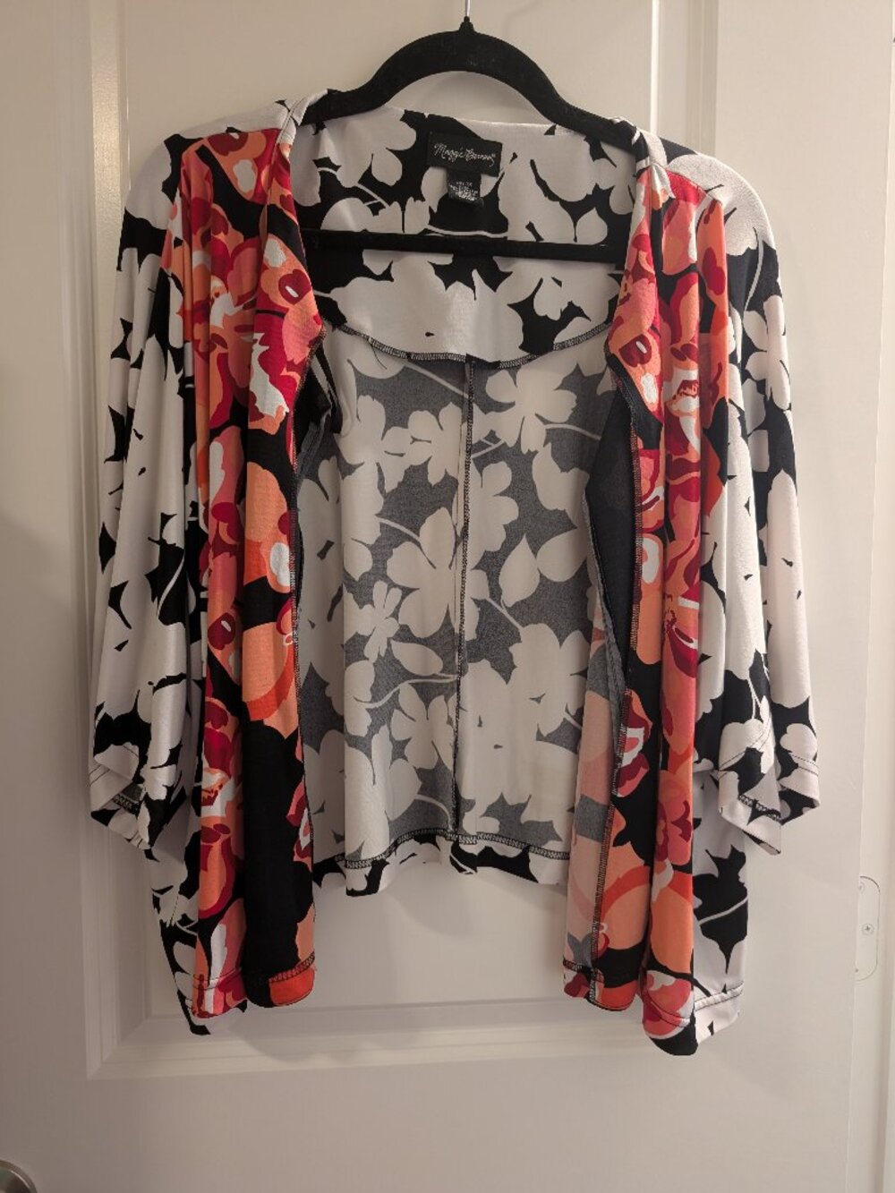 Maggie Barnes Bolero Shrug Size 3X Floral with Pink Accents